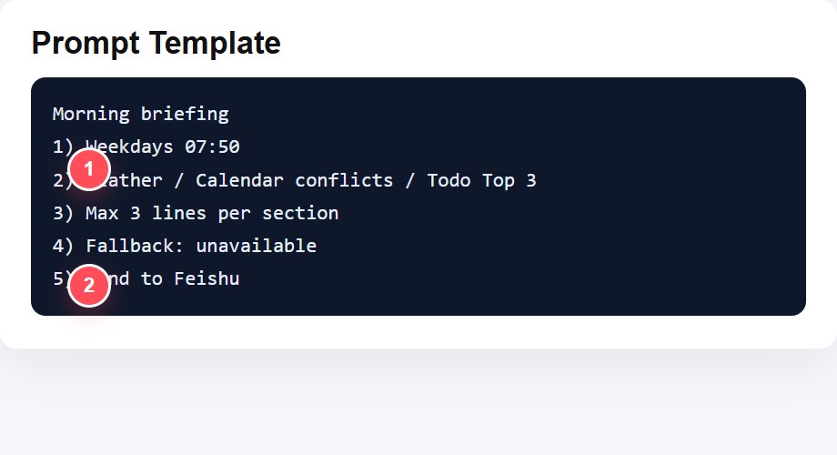 OpenClaw 早报提示词模板操作截图