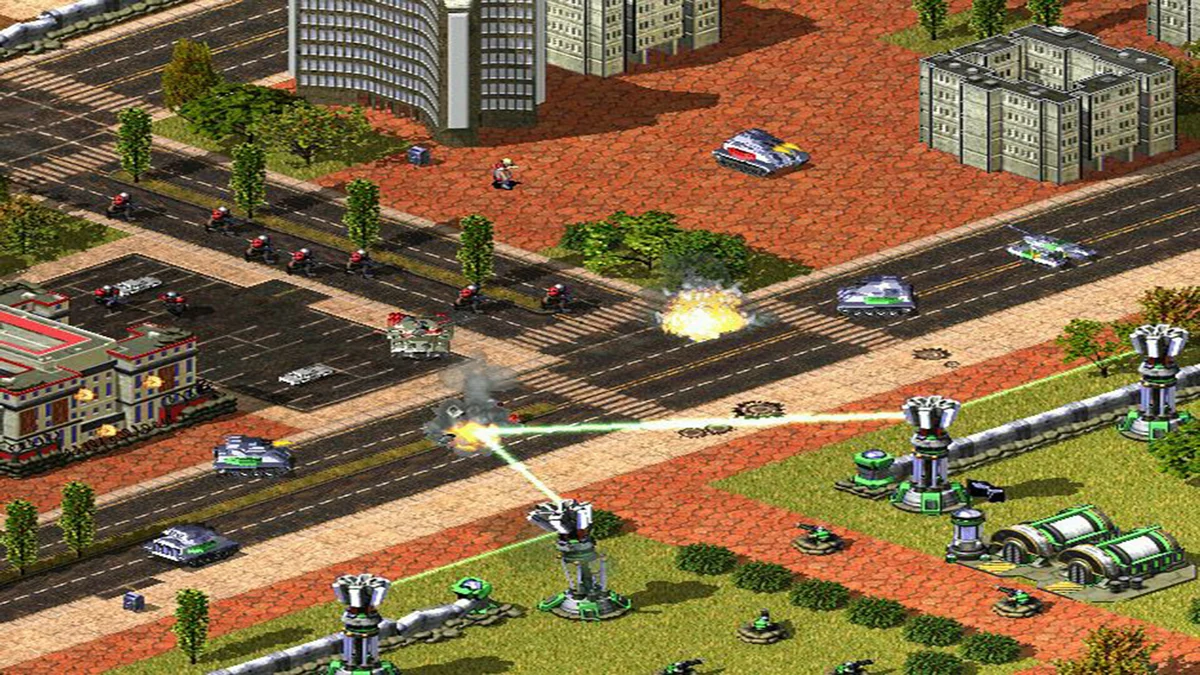 红色警戒2官方实机画面城市地图步兵与坦克交火-软领驱动大师