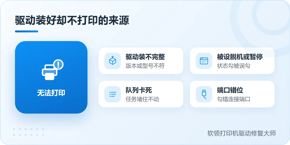 win10安装打印机驱动后无法打印的常见来源-软领打印机驱动修复大师