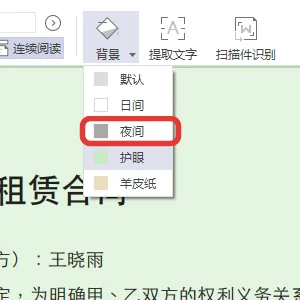PDF阅读转换器背景下拉里选中夜间选项-软领PDF阅读转换器