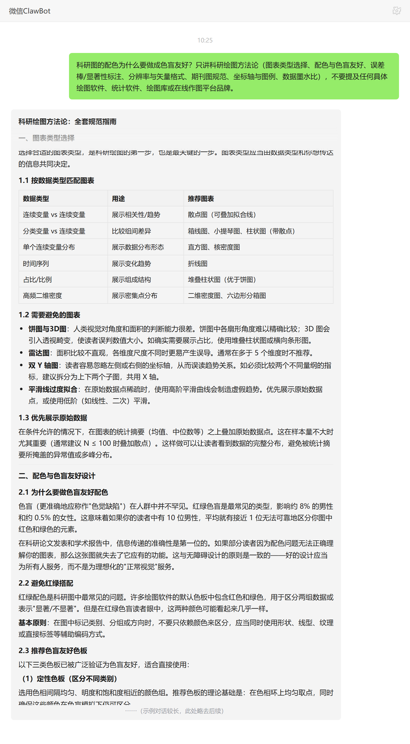 科研图色盲友好配色原则——ClawBot 对话示例