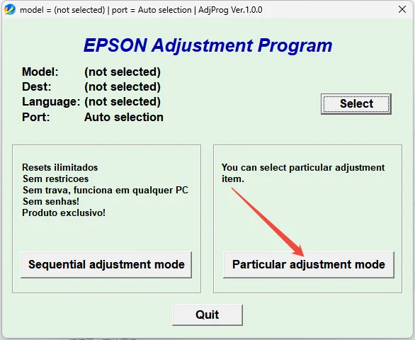 点击[Particular adjustment mode]进入主菜单.webp