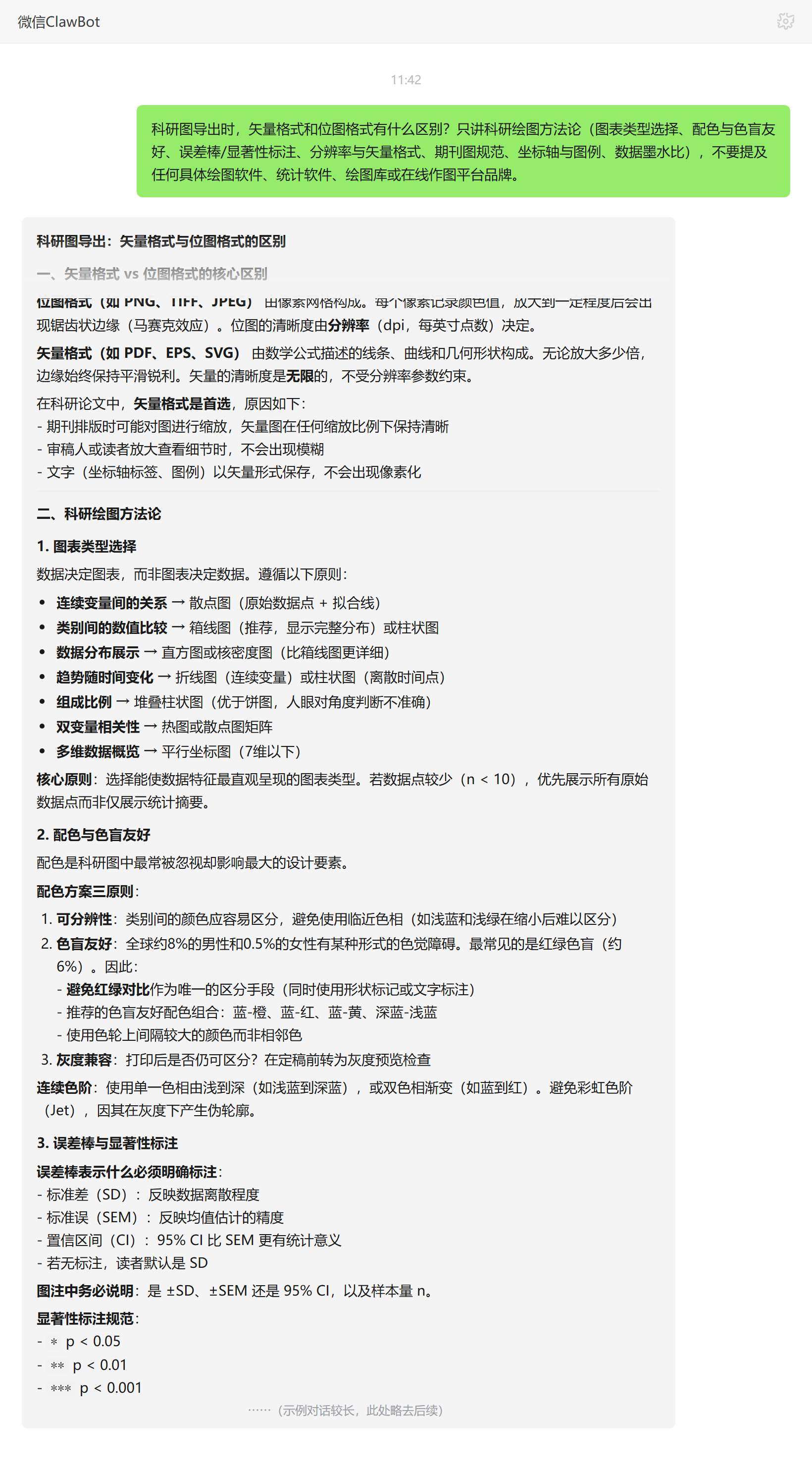 科研图矢量与位图格式区别——ClawBot 对话示例