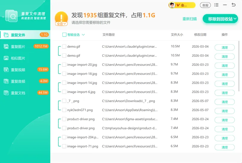重复文件清理扫描范围选择界面展示全盘和指定文件夹选项-软领Windows优化大师